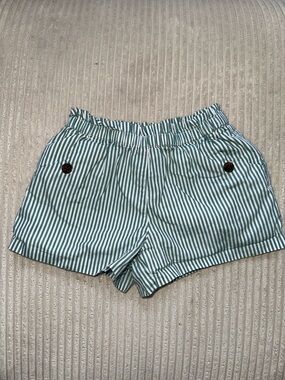 Janie and Jack Kids Green and White Striped Casual Shorts in Size 5